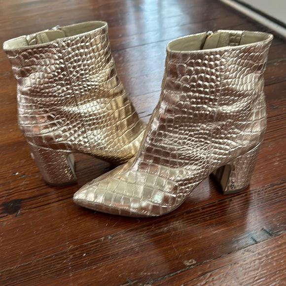 SAM EDELMAN Metallic Gold Python Booties - Picture 1 of 6